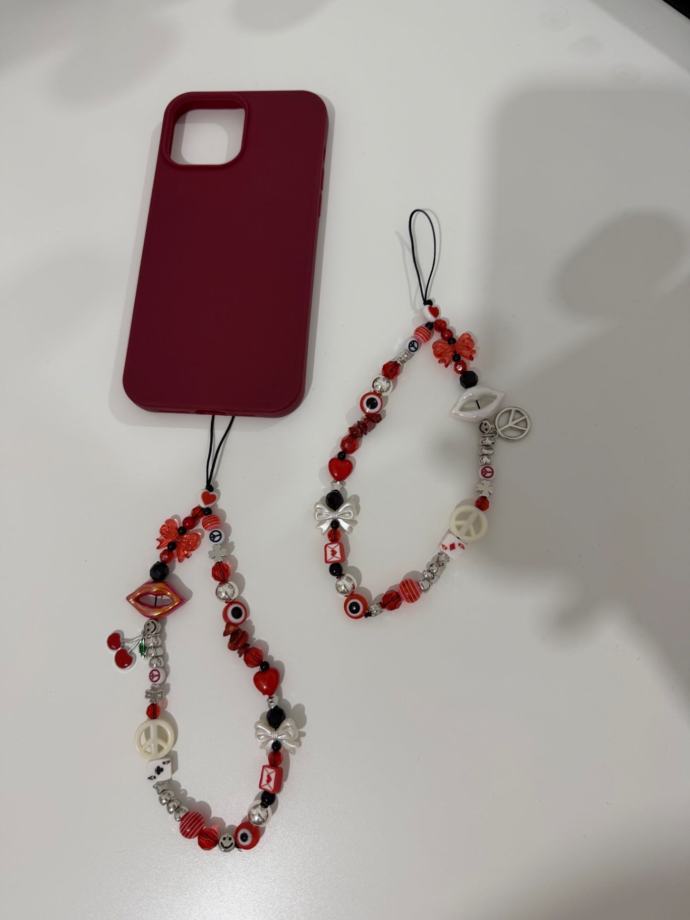 Red Temptation phone charm - silver