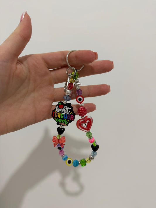 ‘Best teacher’ keyring - silver 