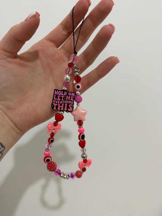 ‘Let me overthink this’ phone charm - silver