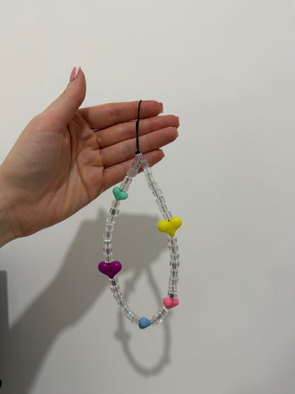 Glass heart phone charm 