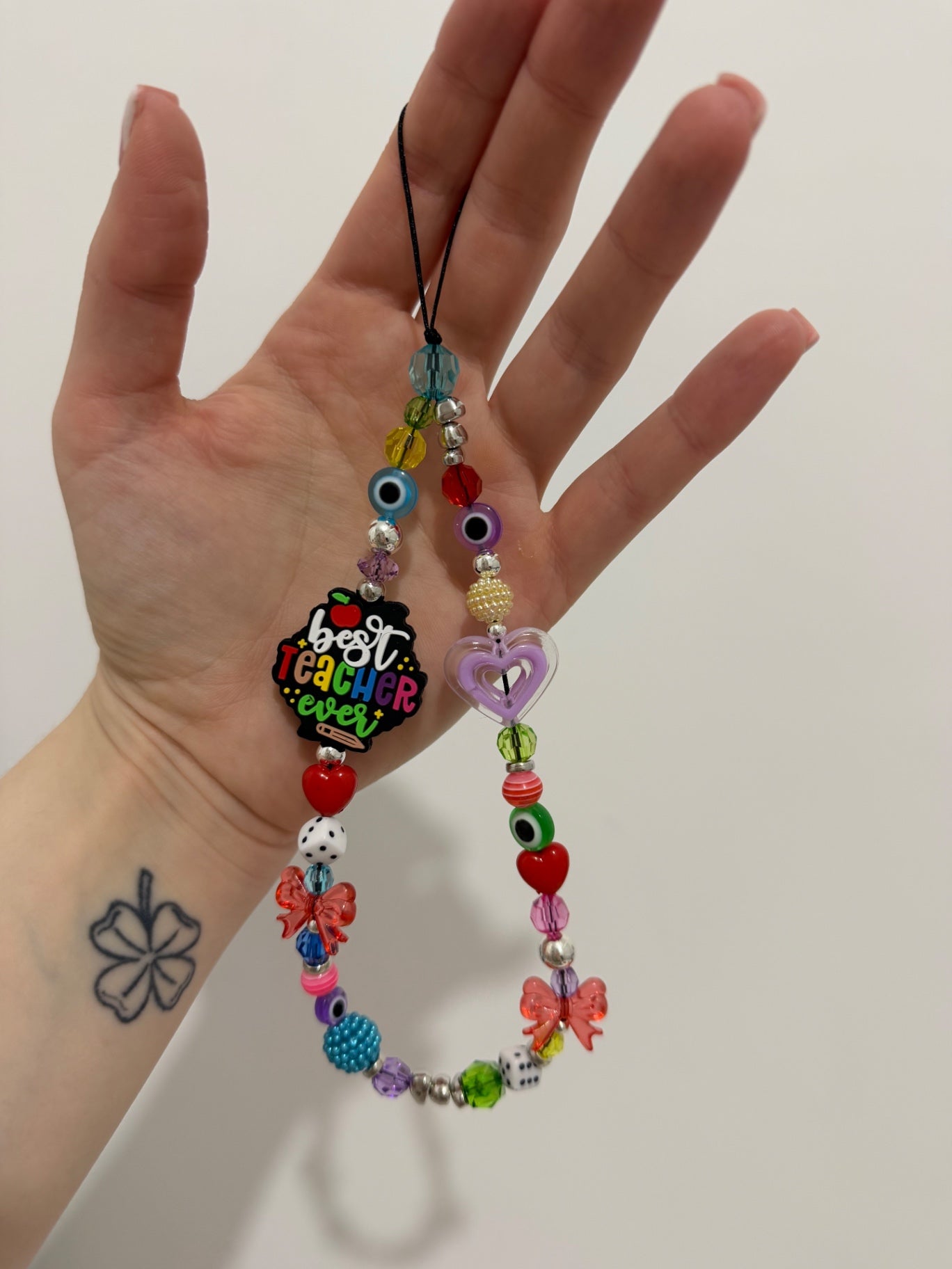 ‘Best teacher’ phone charm - silver