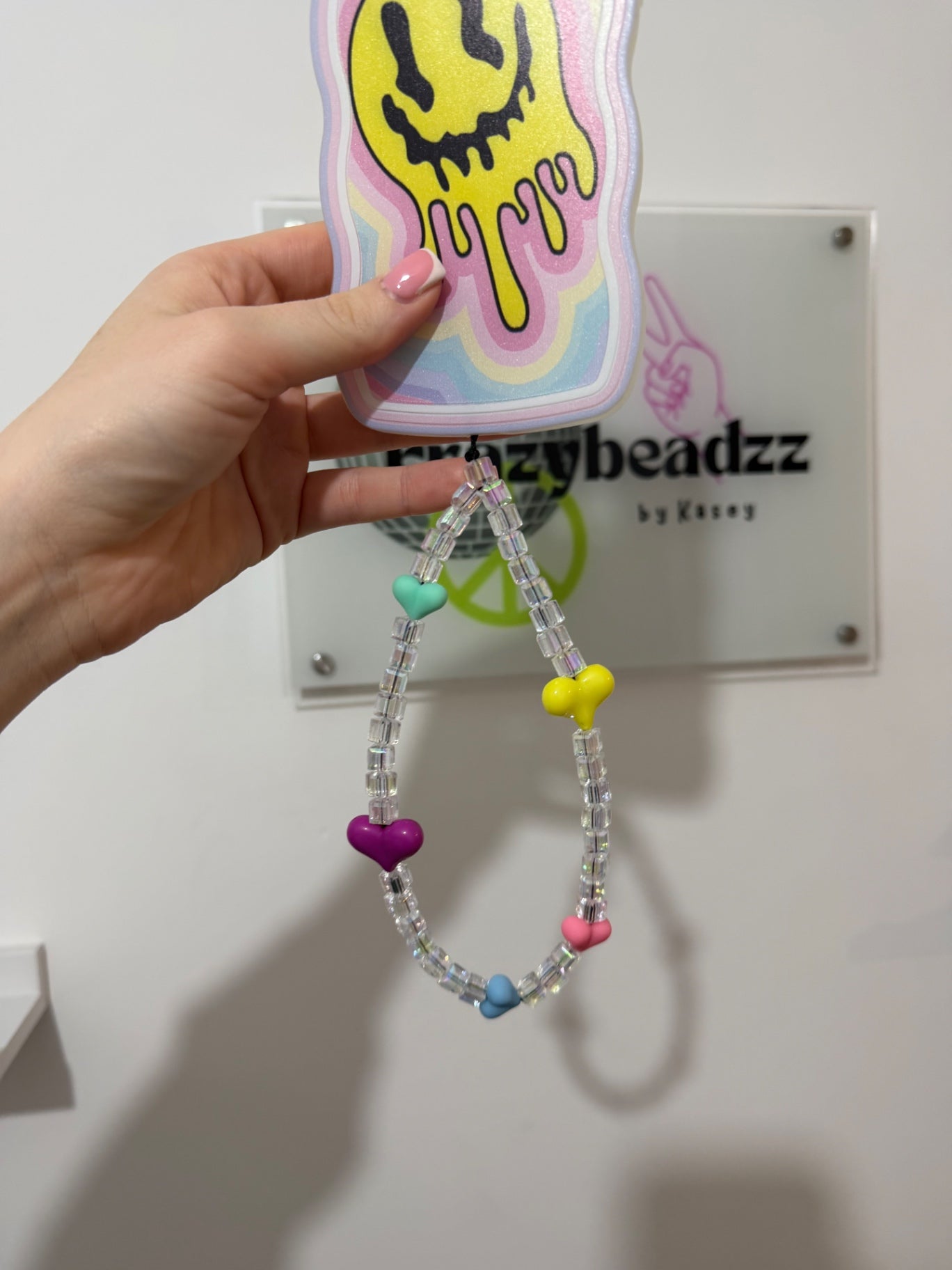 Glass heart phone charm 
