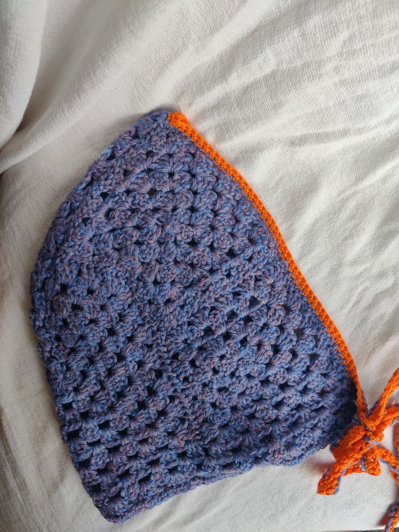 Crochet purple-orange bonnet/ balaclava, hat