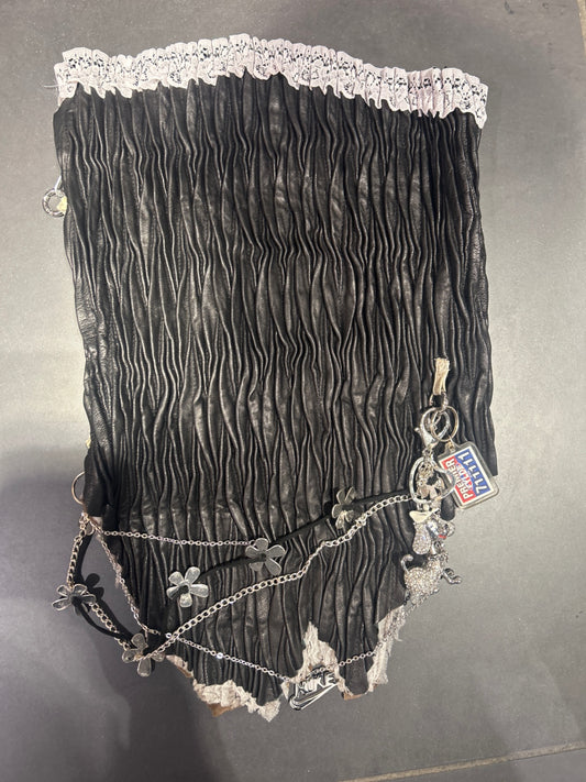 Upcycled leather corset top