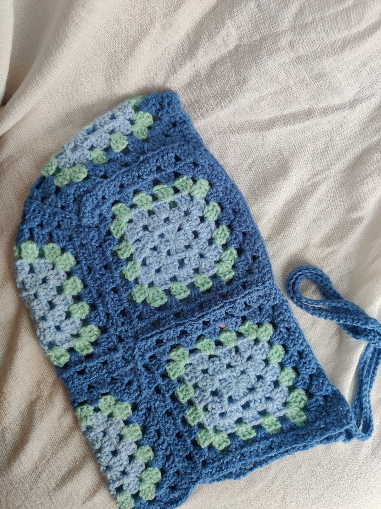 Crochet blue bonnet, hat, balaclava