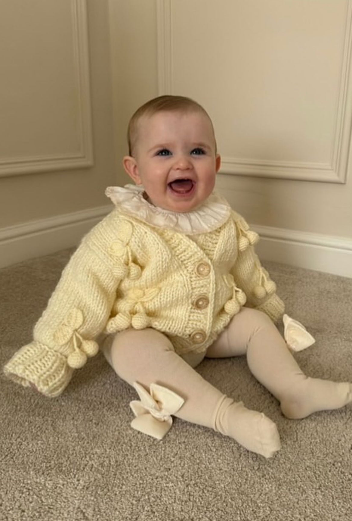 2/3yrs Handmade Cream Cherries Cardigan 