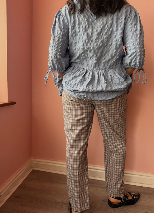 Vintage Pink and Grey Check Trousers