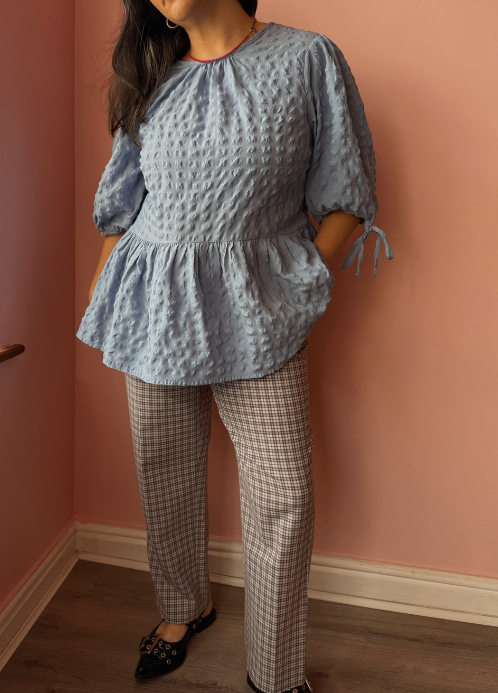 Vintage Pink and Grey Check Trousers