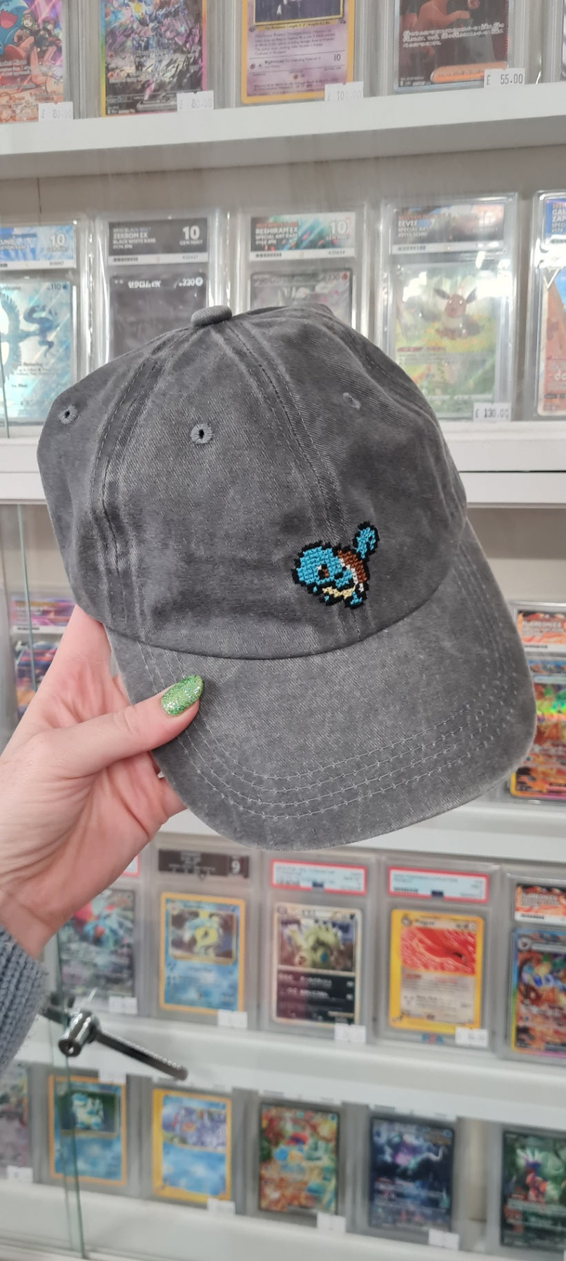 Squirtle Pokemon Sprite Cross Stitch Cap