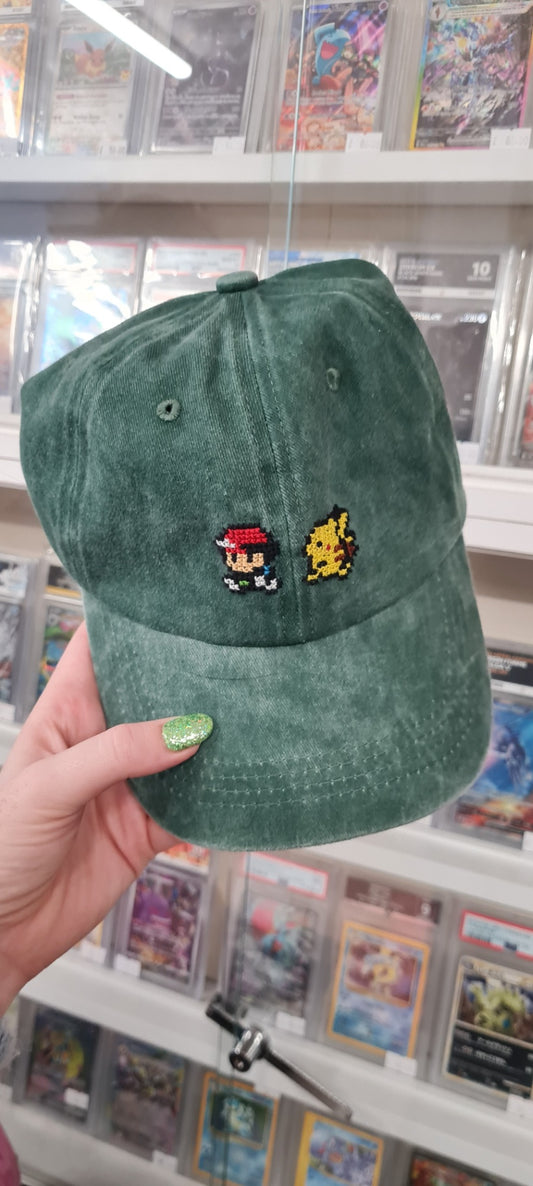 Ash and Pikachu Pokemon Green Cap