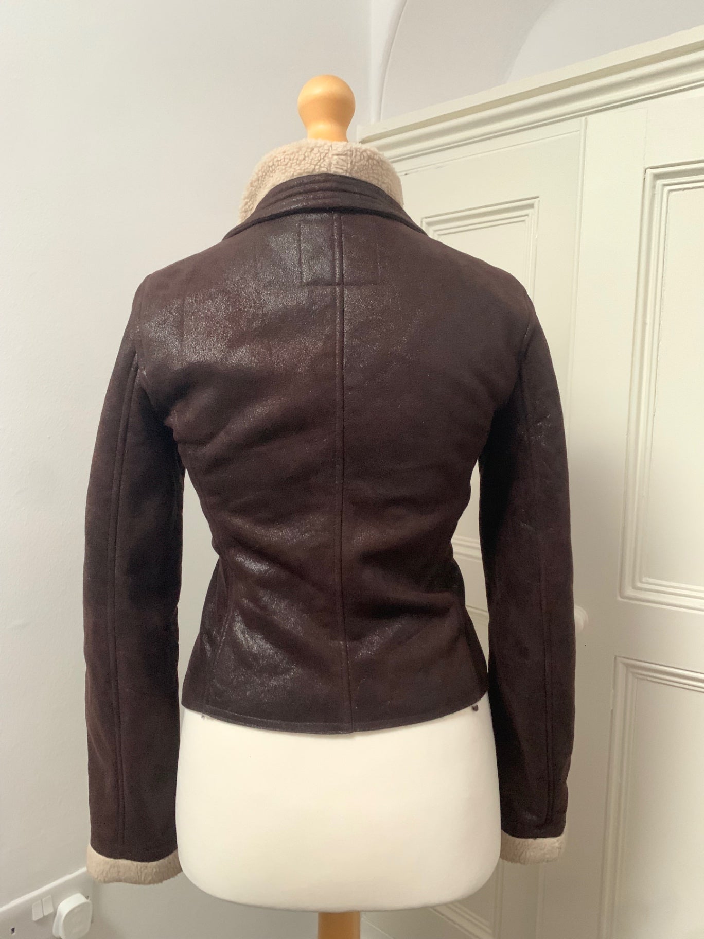 kira plastinina zip up faux shearling jacket