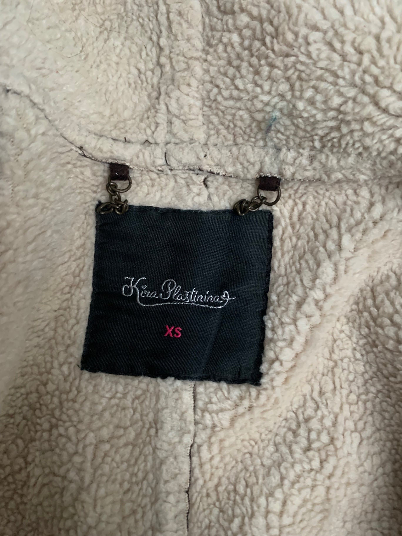 kira plastinina zip up faux shearling jacket