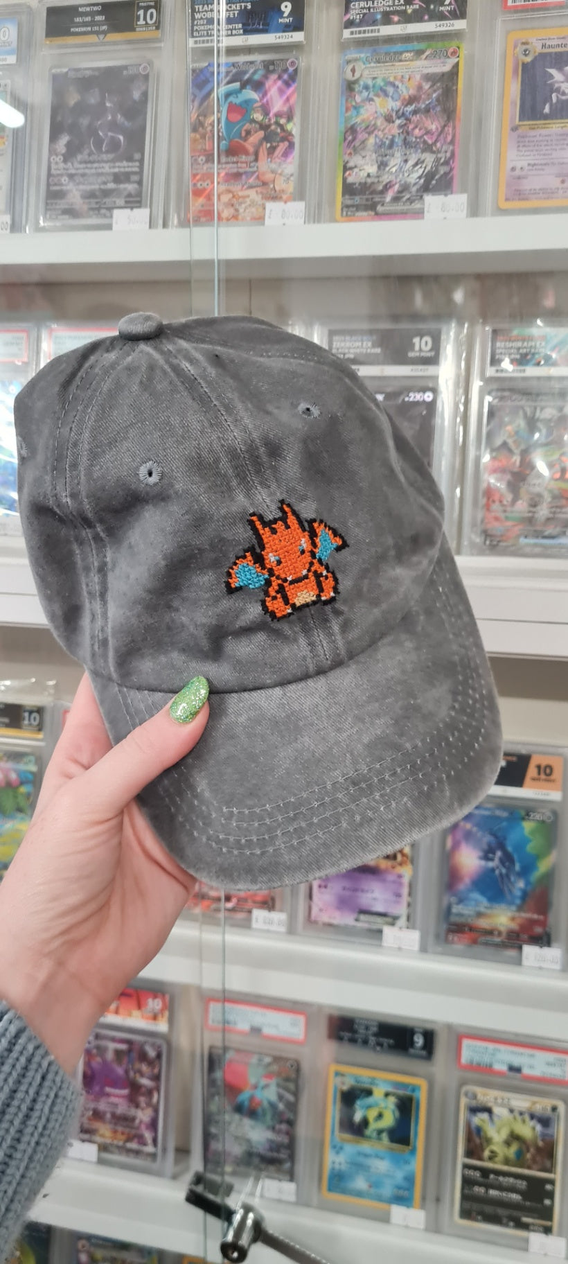 Charizard Pokemon Sprite Cross Stitch Cap