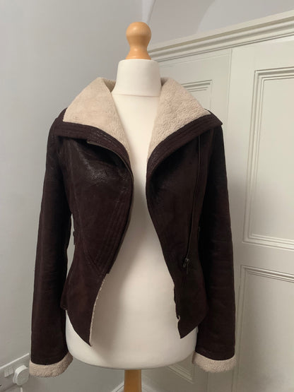 kira plastinina zip up faux shearling jacket