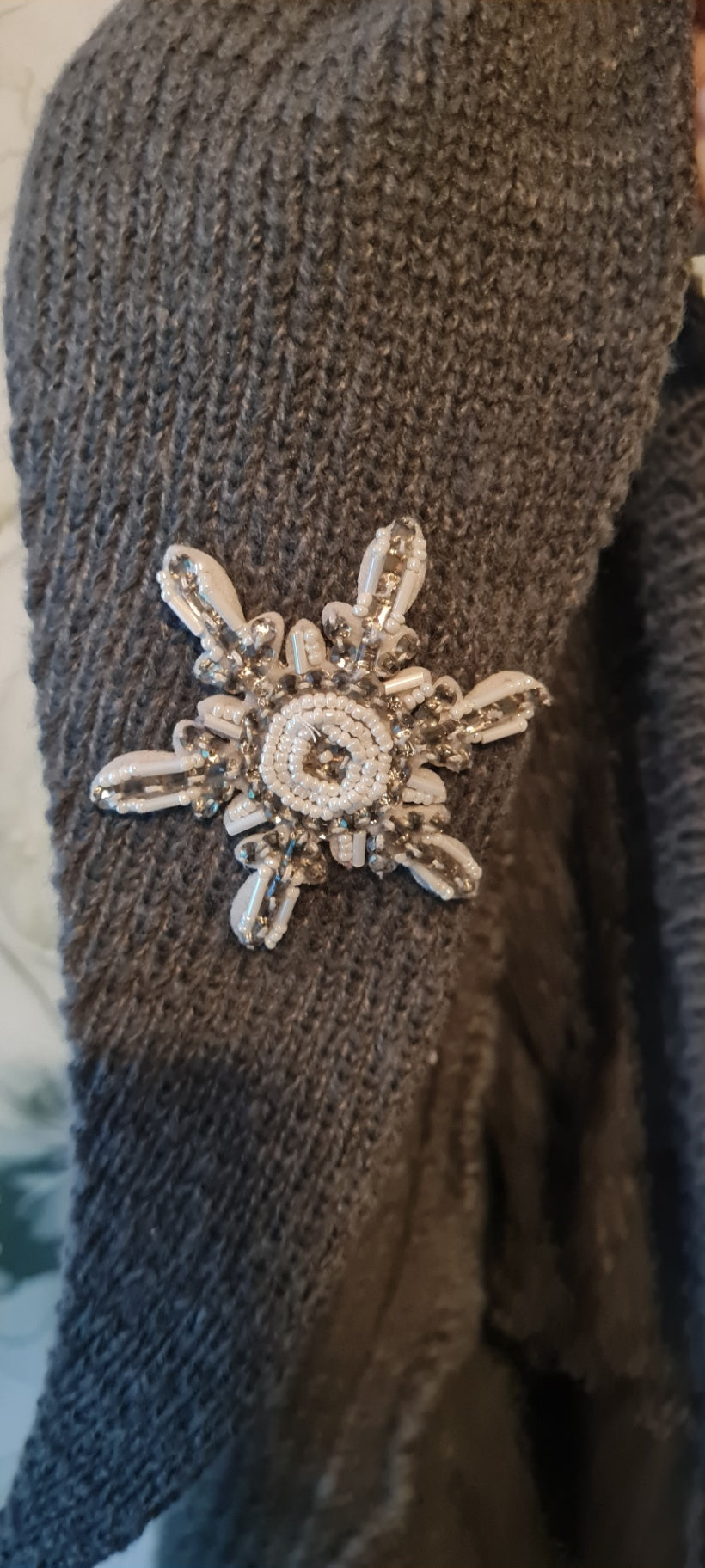 Hooded Scarf Embellished Beaded Snowflake design
