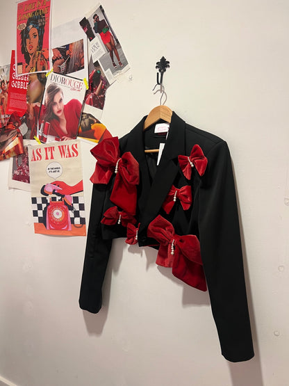 Red Bow cropped blazer 
