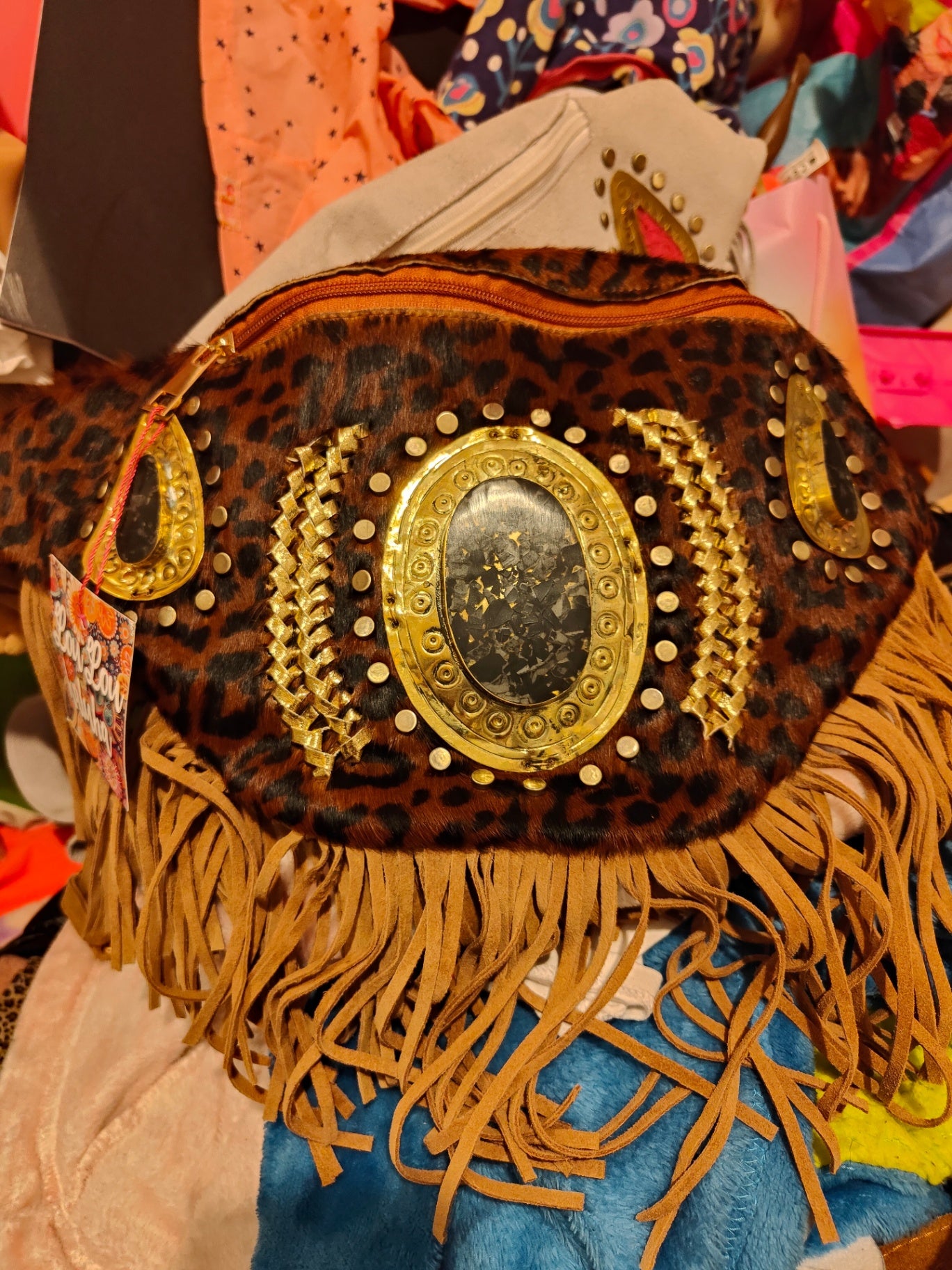 Dolly bum bag / crossbody with Moroccan stone detailing Leopard