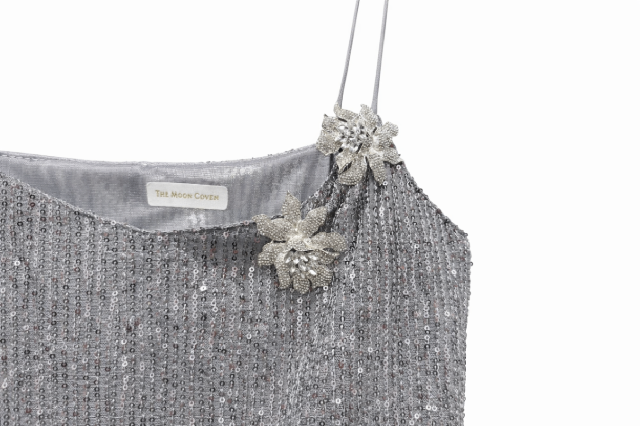 Silver Orchid Sequin Disco Dress