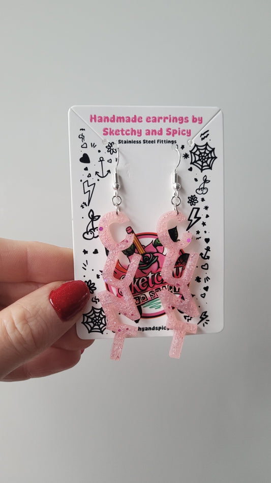 CUNT Pale Pink Glitter Resin Earrings - Shepherd Hooks