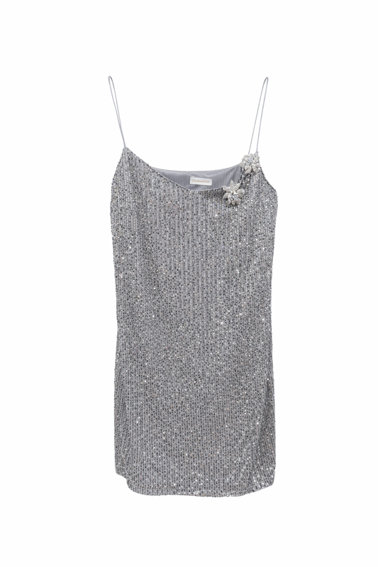 Silver Orchid Sequin Disco Dress