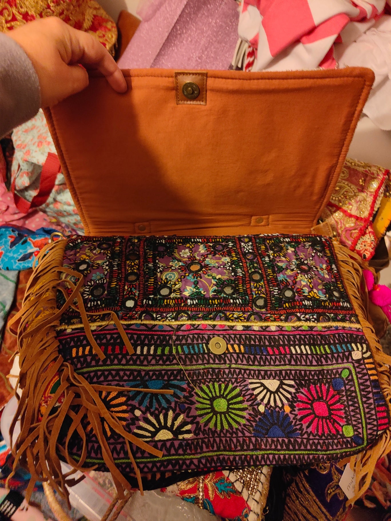 Large city bag with detachable strap-vintage Afghan textiles used 