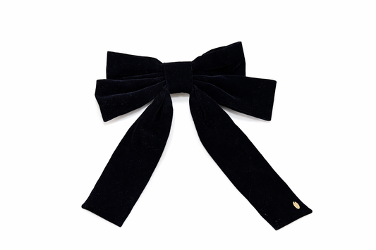 Large Black Velvet Bow Hair Clip