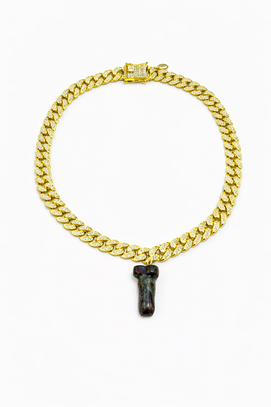 Unakite Penis Crystal Gold Necklace