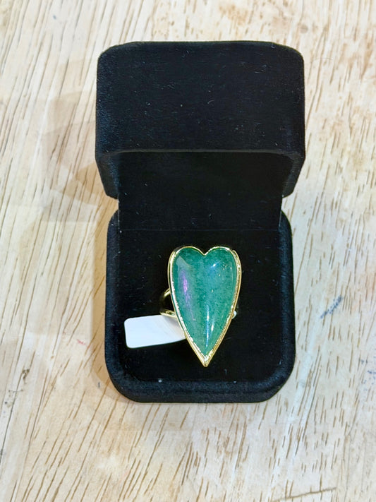 Large Heart Ring Green Aventrine