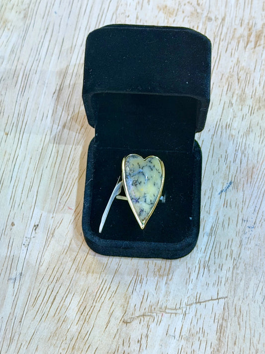 Large Heart Ring Dentric Agate