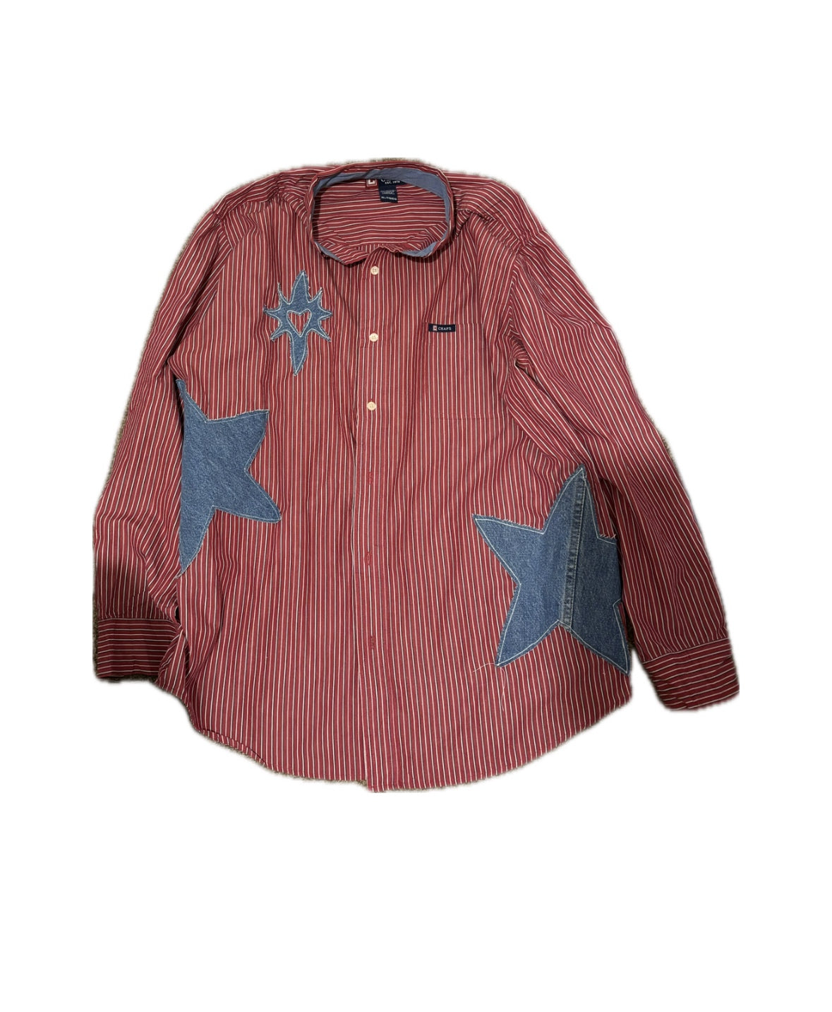 Upcycled red striped shirt 