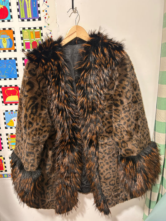 Leopard Plush Faux Fur Coat