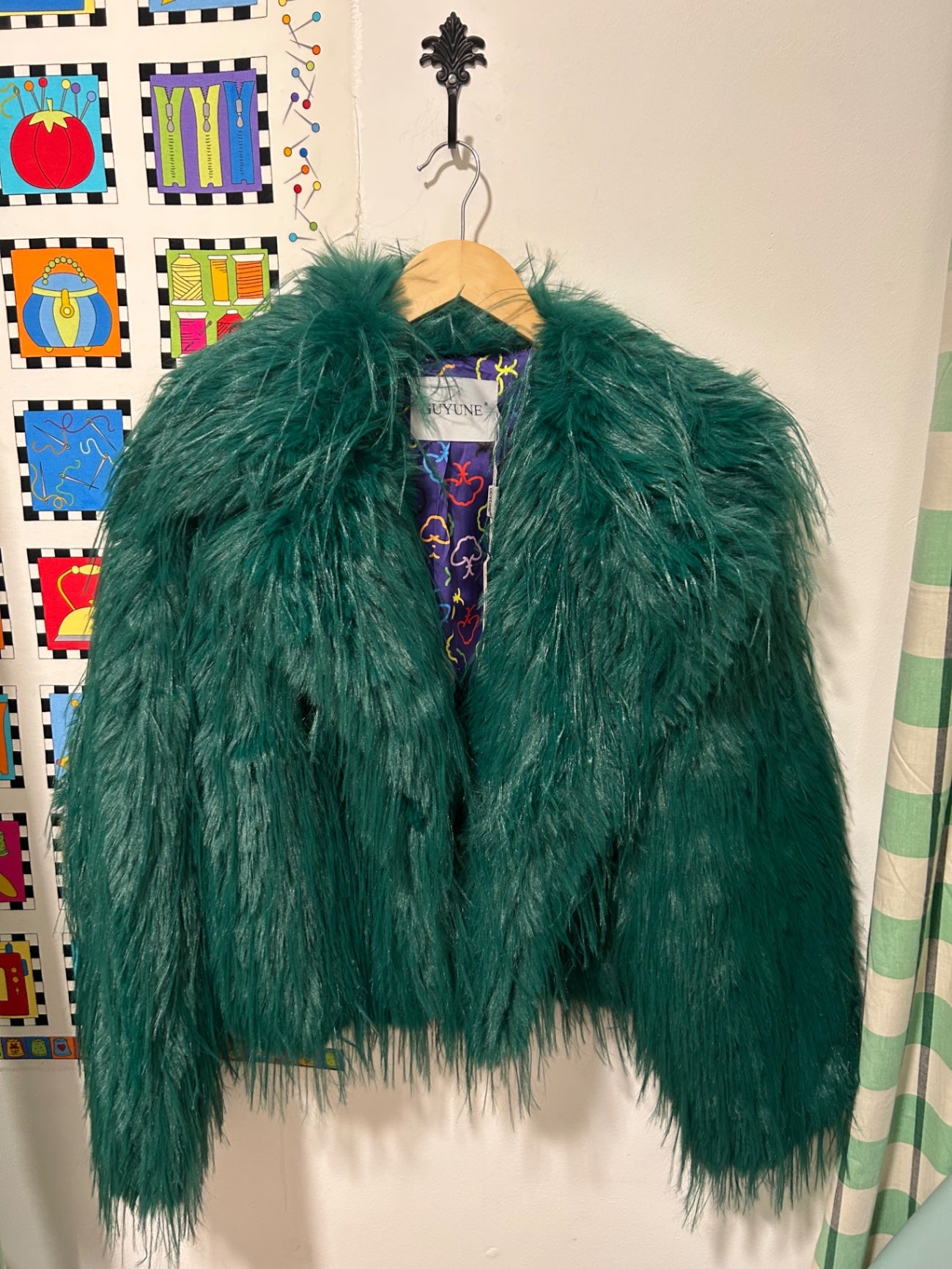 Green Plush Faux Fur Jacket