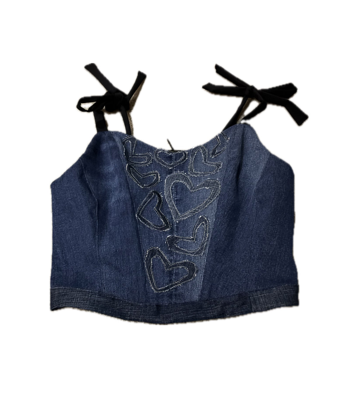 Denim corset with heart detail