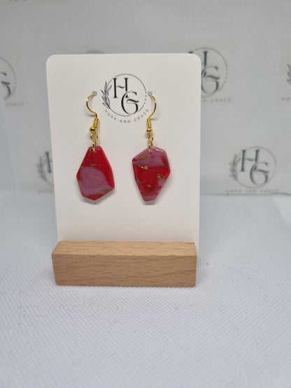 Red and purple stone earrings