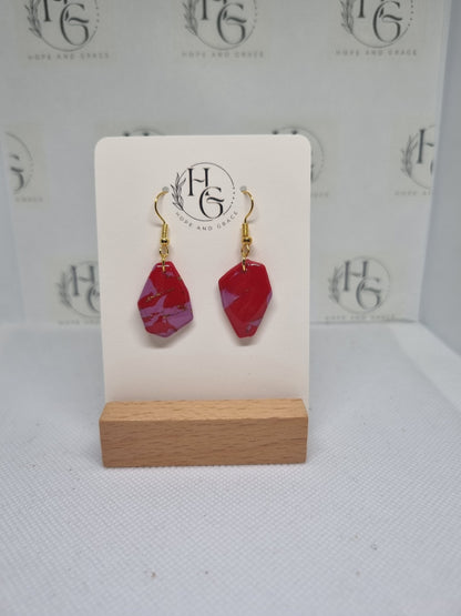 Red and purple stone earrings