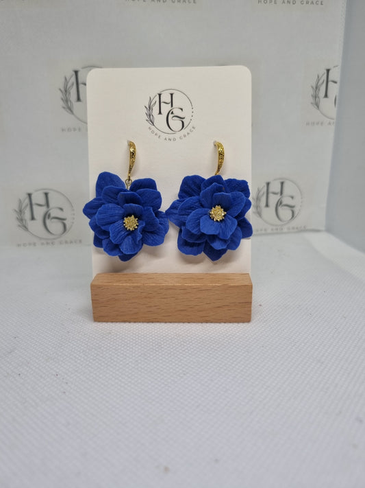 Statement dark blue earrings