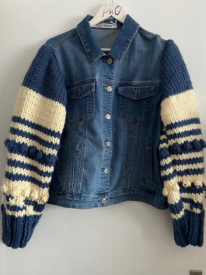 Knitted Sleeve Jean Jacket