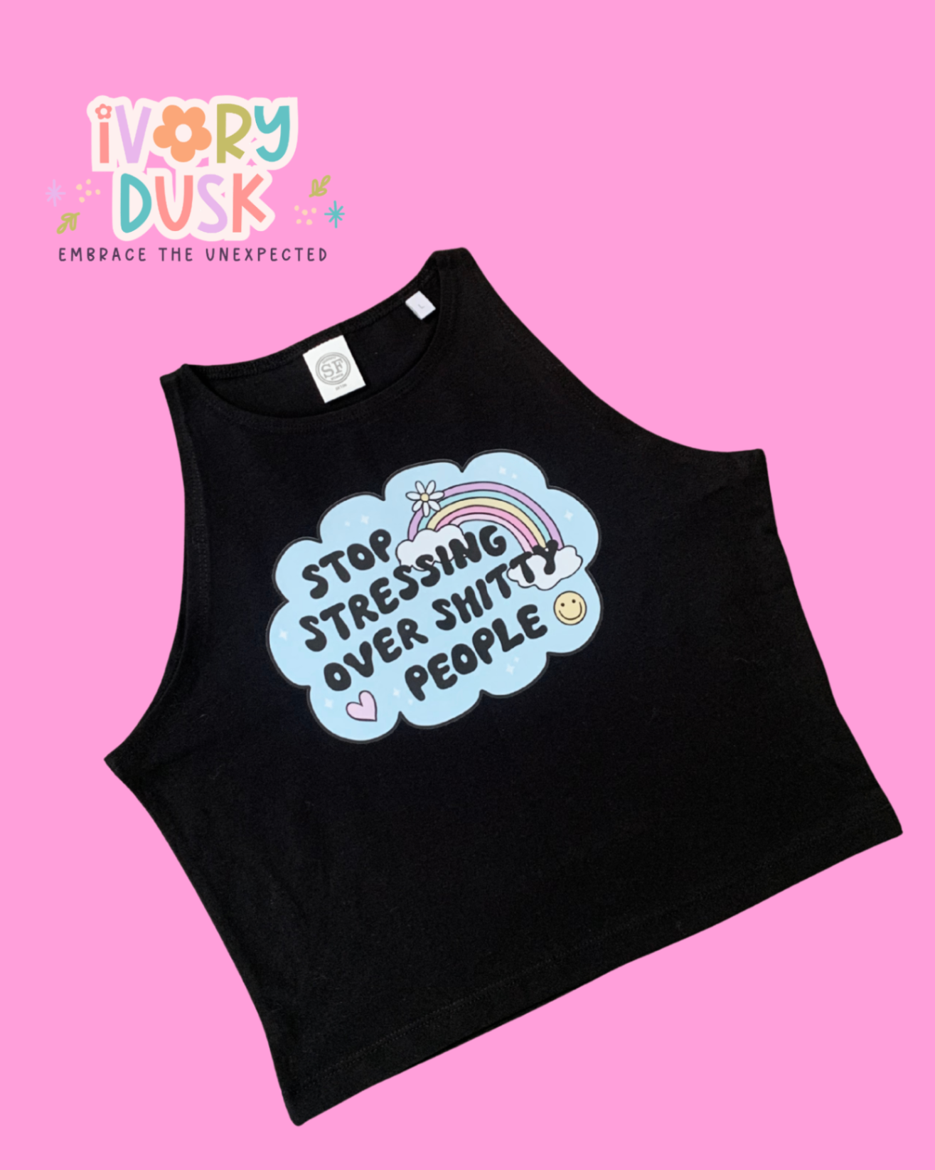 Stop stressing cropped vest size M