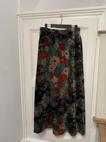 vintage black floral maxi skirt