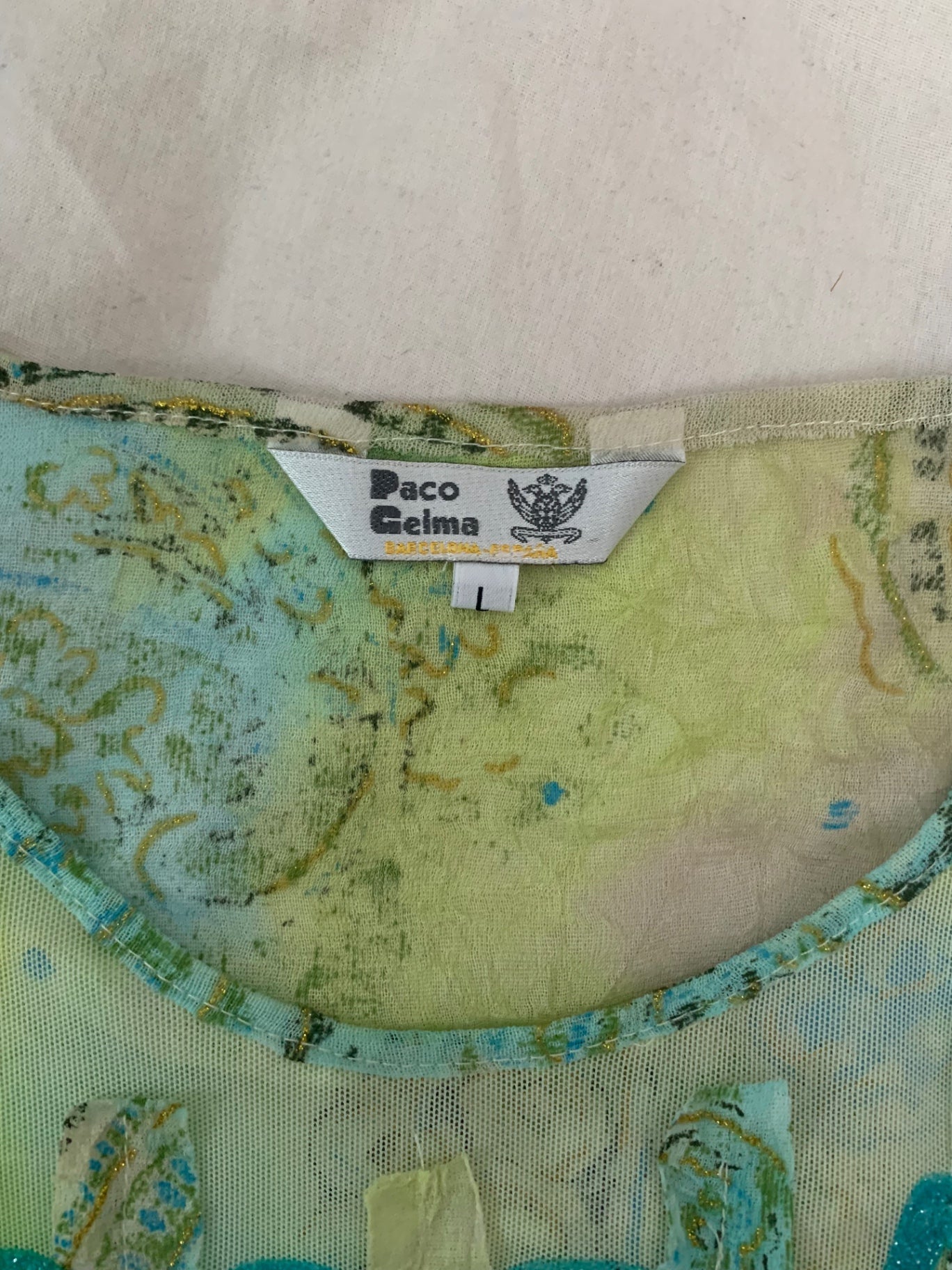 spanish blue & green mesh top