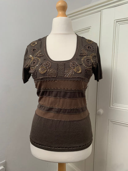 vintage embellished khaki top