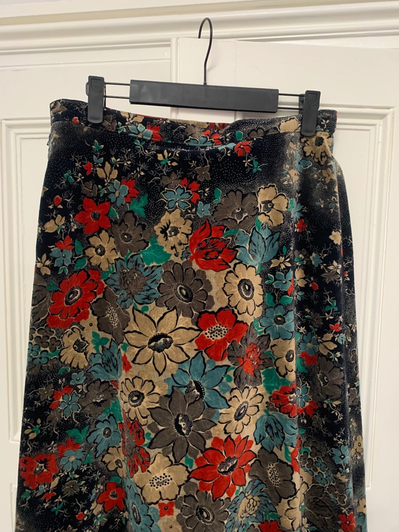 vintage black floral maxi skirt
