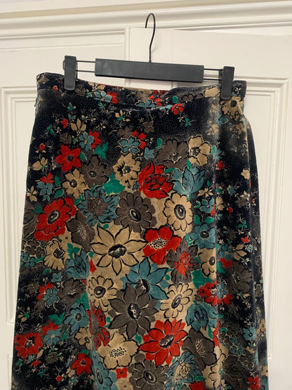 vintage black floral maxi skirt