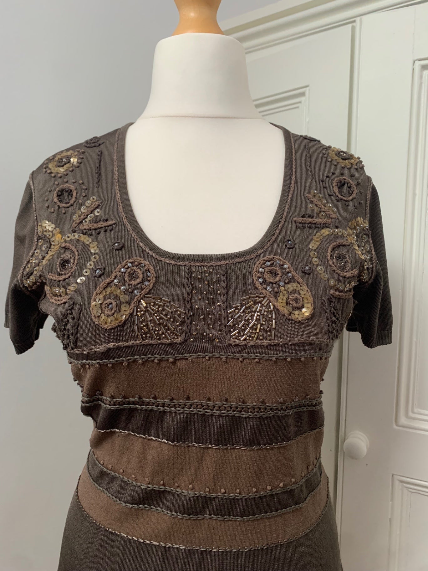 vintage embellished khaki top