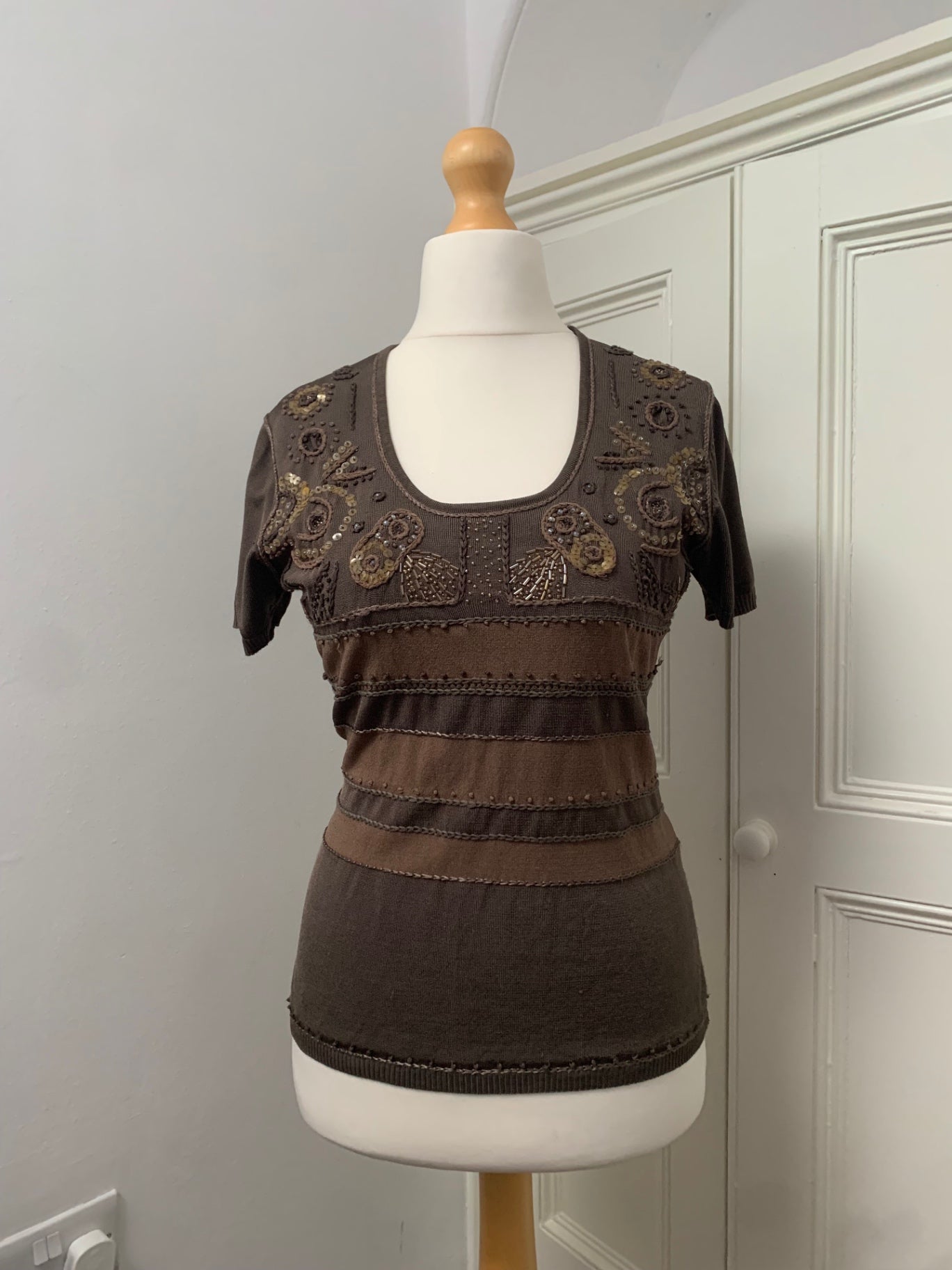 vintage embellished khaki top