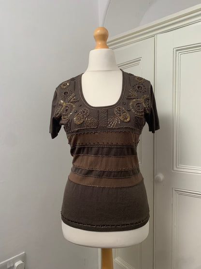 vintage embellished khaki top