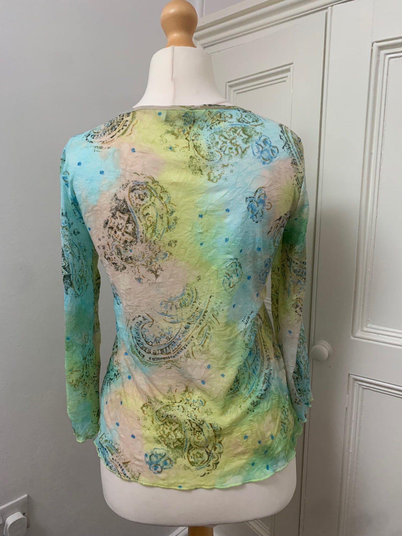 spanish blue & green mesh top