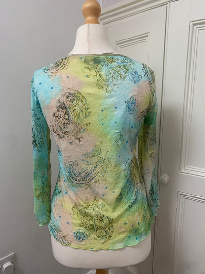 spanish blue & green mesh top
