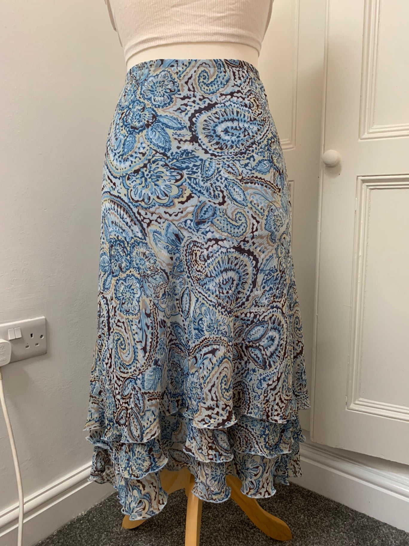 blue floral notations skirt