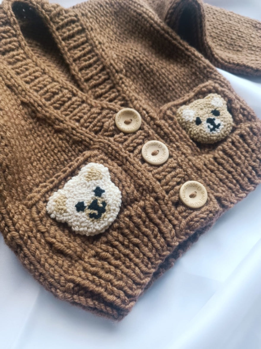 Handmade Brown Teddy Cardigan 